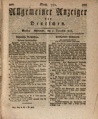 Allgemeiner Anzeiger der Deutschen Mittwoch 31. Dezember 1817