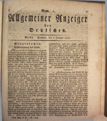 Allgemeiner Anzeiger der Deutschen Freitag 2. Januar 1818