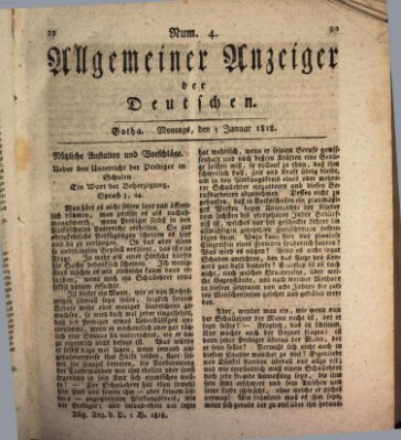 Allgemeiner Anzeiger der Deutschen Montag 5. Januar 1818