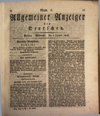 Allgemeiner Anzeiger der Deutschen Mittwoch 7. Januar 1818