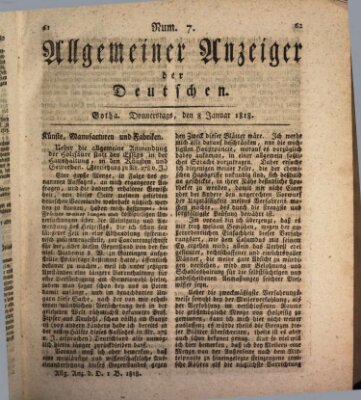 Allgemeiner Anzeiger der Deutschen Donnerstag 8. Januar 1818