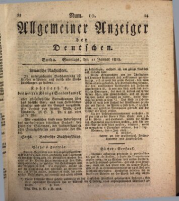 Allgemeiner Anzeiger der Deutschen Sonntag 11. Januar 1818