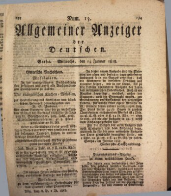 Allgemeiner Anzeiger der Deutschen Mittwoch 14. Januar 1818