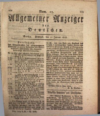 Allgemeiner Anzeiger der Deutschen Freitag 16. Januar 1818