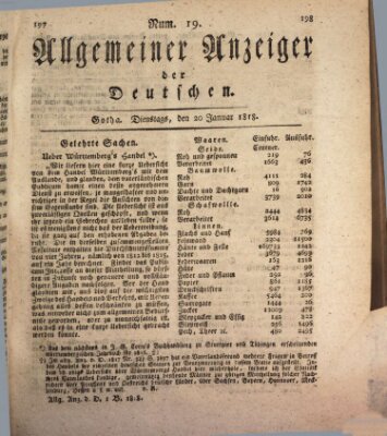 Allgemeiner Anzeiger der Deutschen Dienstag 20. Januar 1818