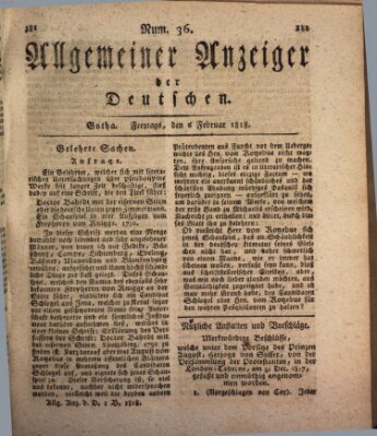 Allgemeiner Anzeiger der Deutschen Freitag 6. Februar 1818