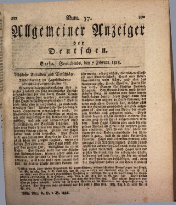 Allgemeiner Anzeiger der Deutschen Samstag 7. Februar 1818