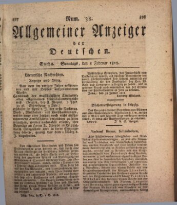 Allgemeiner Anzeiger der Deutschen Sonntag 8. Februar 1818