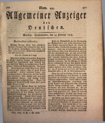 Allgemeiner Anzeiger der Deutschen Samstag 14. Februar 1818