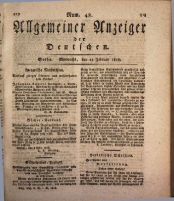 Allgemeiner Anzeiger der Deutschen Mittwoch 18. Februar 1818