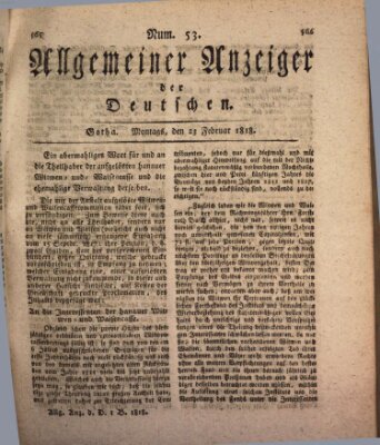 Allgemeiner Anzeiger der Deutschen Montag 23. Februar 1818