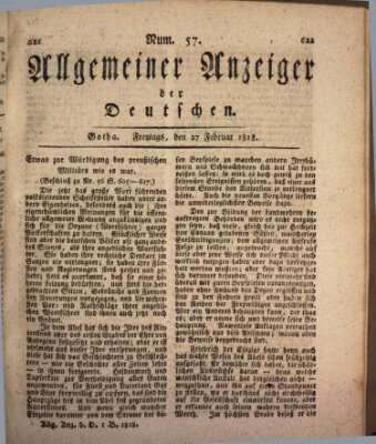 Allgemeiner Anzeiger der Deutschen Freitag 27. Februar 1818