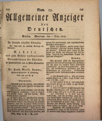 Allgemeiner Anzeiger der Deutschen Sonntag 1. März 1818