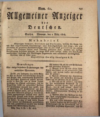 Allgemeiner Anzeiger der Deutschen Montag 2. März 1818