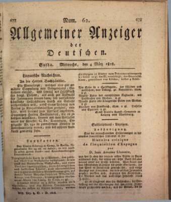 Allgemeiner Anzeiger der Deutschen Mittwoch 4. März 1818