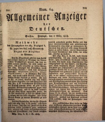 Allgemeiner Anzeiger der Deutschen Freitag 6. März 1818