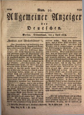 Allgemeiner Anzeiger der Deutschen Donnerstag 9. April 1818