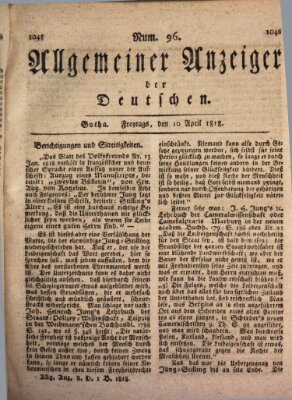 Allgemeiner Anzeiger der Deutschen Freitag 10. April 1818