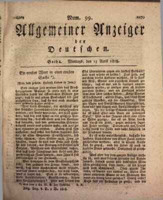 Allgemeiner Anzeiger der Deutschen Montag 13. April 1818