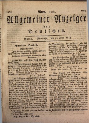 Allgemeiner Anzeiger der Deutschen Mittwoch 22. April 1818