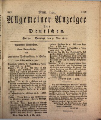 Allgemeiner Anzeiger der Deutschen Sonntag 31. Mai 1818