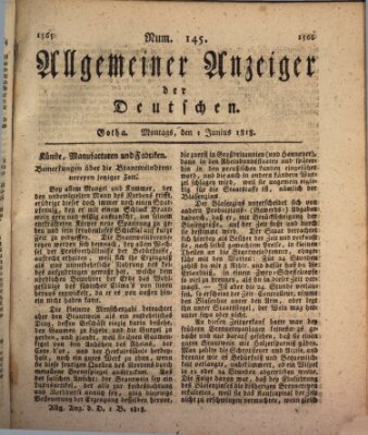 Allgemeiner Anzeiger der Deutschen Montag 1. Juni 1818