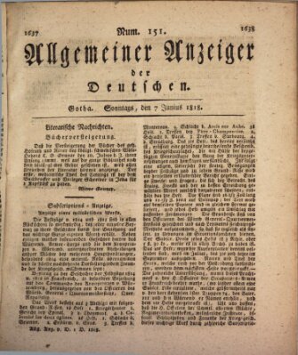 Allgemeiner Anzeiger der Deutschen Sonntag 7. Juni 1818