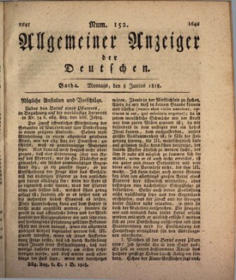 Allgemeiner Anzeiger der Deutschen Montag 8. Juni 1818