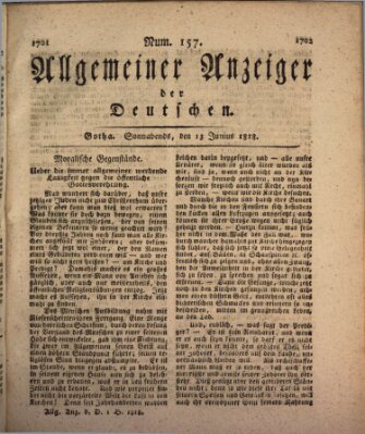 Allgemeiner Anzeiger der Deutschen Samstag 13. Juni 1818