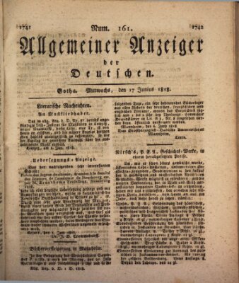 Allgemeiner Anzeiger der Deutschen Mittwoch 17. Juni 1818