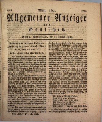 Allgemeiner Anzeiger der Deutschen Donnerstag 18. Juni 1818