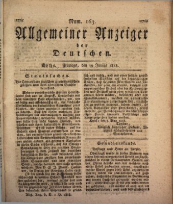 Allgemeiner Anzeiger der Deutschen Freitag 19. Juni 1818