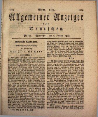 Allgemeiner Anzeiger der Deutschen Mittwoch 24. Juni 1818