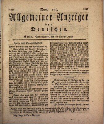 Allgemeiner Anzeiger der Deutschen Samstag 27. Juni 1818