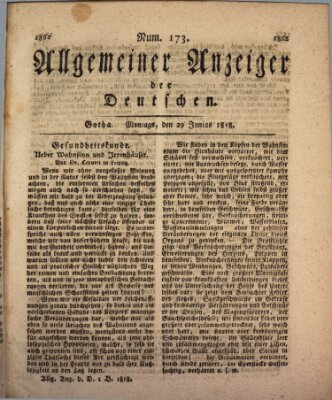 Allgemeiner Anzeiger der Deutschen Montag 29. Juni 1818