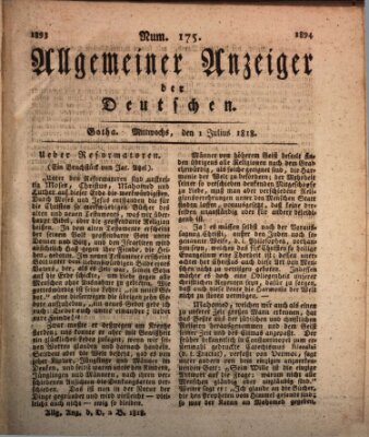 Allgemeiner Anzeiger der Deutschen Mittwoch 1. Juli 1818