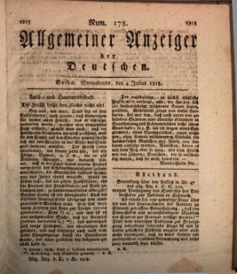 Allgemeiner Anzeiger der Deutschen Samstag 4. Juli 1818