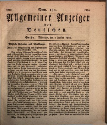 Allgemeiner Anzeiger der Deutschen Montag 6. Juli 1818