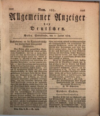 Allgemeiner Anzeiger der Deutschen Samstag 11. Juli 1818