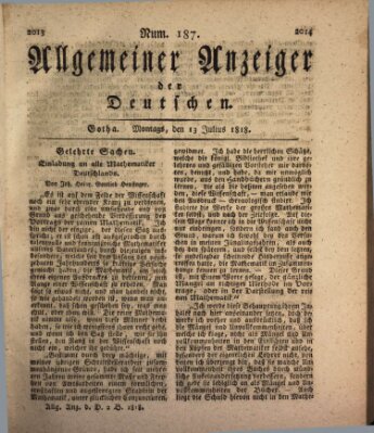 Allgemeiner Anzeiger der Deutschen Montag 13. Juli 1818