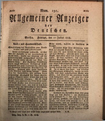 Allgemeiner Anzeiger der Deutschen Freitag 17. Juli 1818