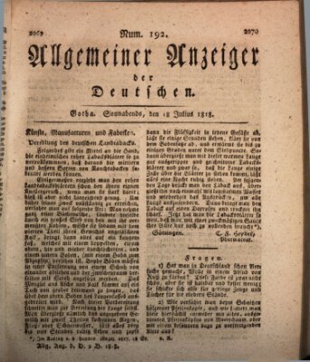 Allgemeiner Anzeiger der Deutschen Samstag 18. Juli 1818