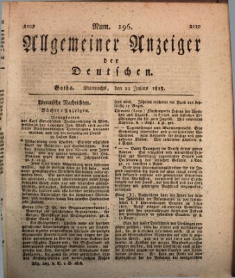 Allgemeiner Anzeiger der Deutschen Mittwoch 22. Juli 1818