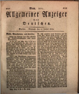 Allgemeiner Anzeiger der Deutschen Montag 27. Juli 1818