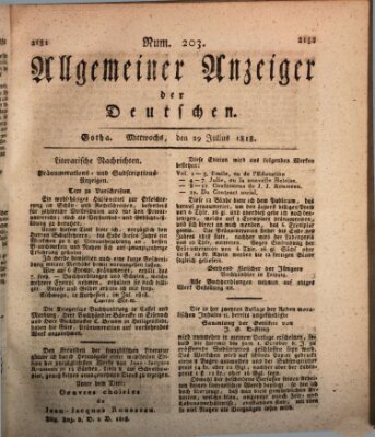 Allgemeiner Anzeiger der Deutschen Mittwoch 29. Juli 1818