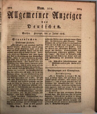 Allgemeiner Anzeiger der Deutschen Freitag 31. Juli 1818