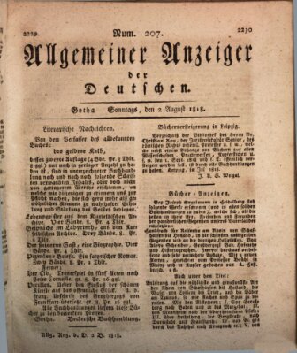 Allgemeiner Anzeiger der Deutschen Sonntag 2. August 1818