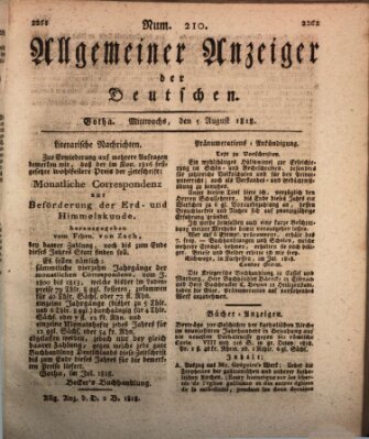 Allgemeiner Anzeiger der Deutschen Mittwoch 5. August 1818