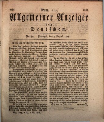 Allgemeiner Anzeiger der Deutschen Freitag 7. August 1818