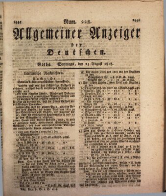 Allgemeiner Anzeiger der Deutschen Sonntag 23. August 1818